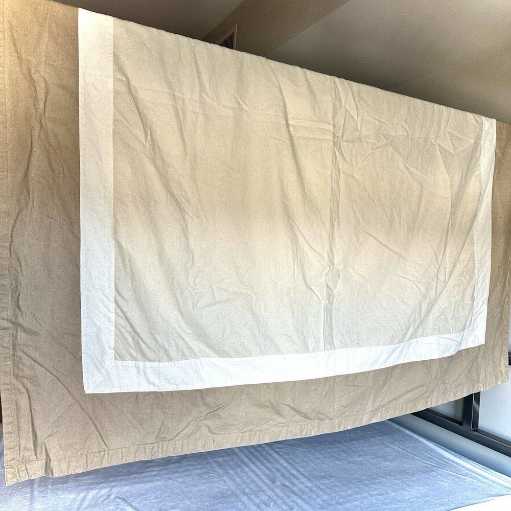 Fieldcrest Classic Curtain, Beige/white, Linen/cotton Blend 66x70